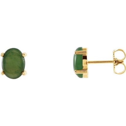 14K Yellow Natural Nephrite Jade Earrings