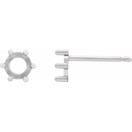 14K Yellow 4 mm Round Rose-Cut Earring Mounting