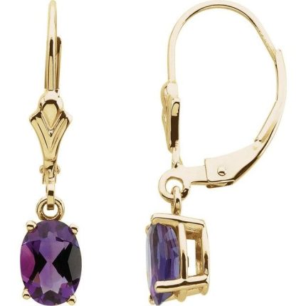 14K Yellow Natural Amethyst Earrings