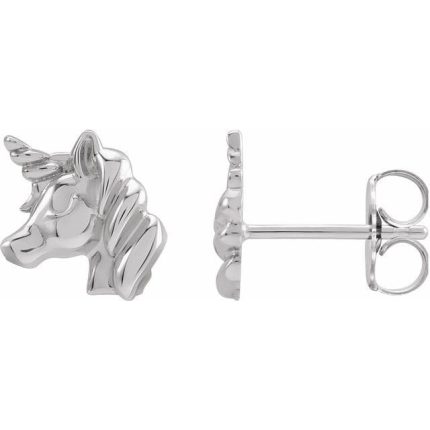 14K Yellow Youth Unicorn Earrings