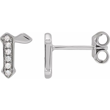 14K Yellow .03 CTW Natural Diamond Gothic Initial A Earring