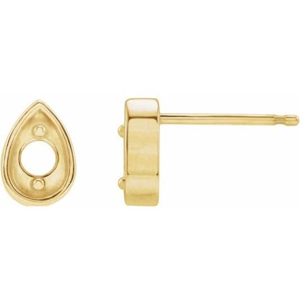 14K Yellow 2 mm Round Teardrop Earring Mounting