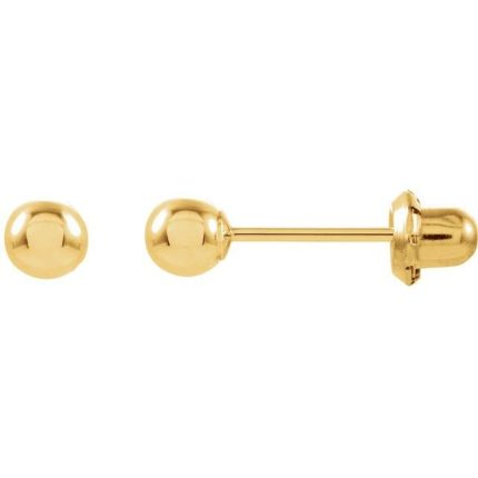 14K Yellow 4 mm Ball Stud Piercing Earrings