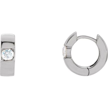 14K Yellow 1/2 CTW Natural Diamond Hinged Hoop Earrings