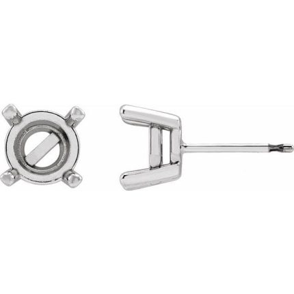 14K Yellow 4 mm Round Rose-Cut Earring Mounting