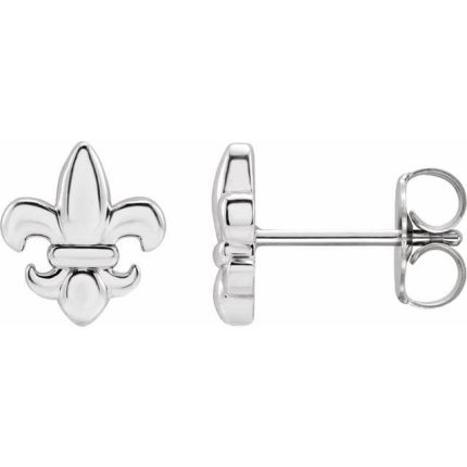 14K White Fleur-de-Lis Earrings