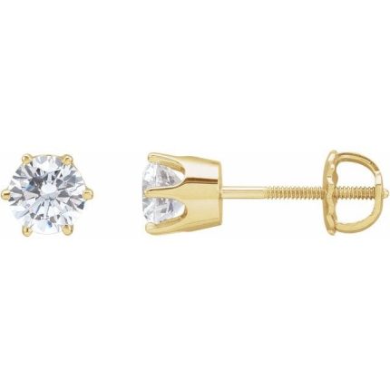 14K White 5.25 mm  Imitation White Cubic Zirconia Stud Earrings