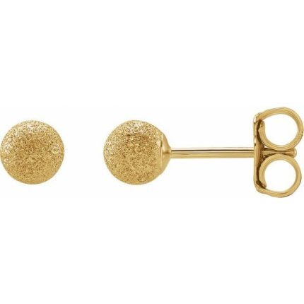 14K Yellow 4 mm Stardust Ball Earring