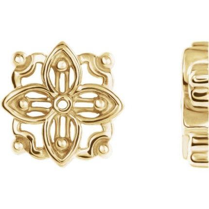14K Yellow 12.75x12.75 mm Floral-Inspired Earring Jacket