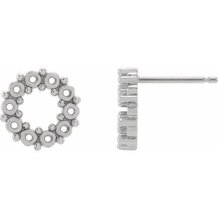 14K Yellow Natural White Opal Cabochon Earrings