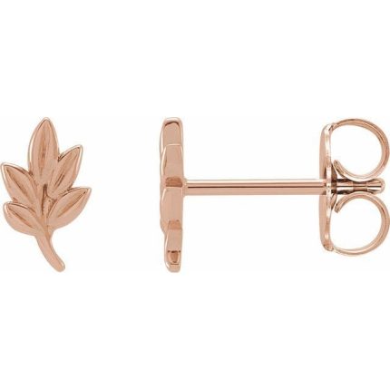 14K Yellow Leaf Earrings
