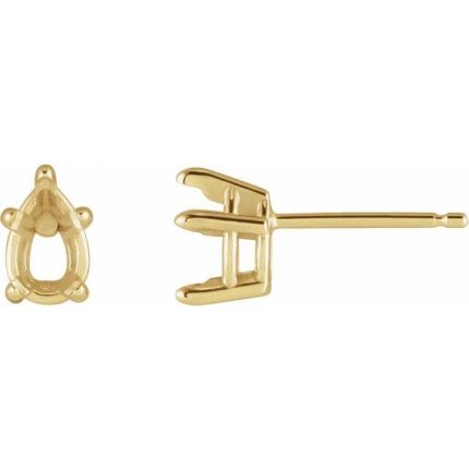 14K Yellow 5.5x3.5 mm Pear 5-Prong Claw Earring Mounting
