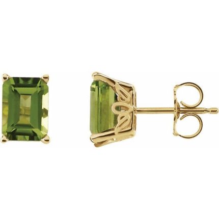 14K Yellow Natural Peridot Earrings