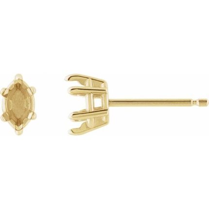 14K White 7x3.5 mm Marquise 6-Prong Stud Earring Mounting
