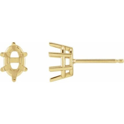14K White 8x6 mm Oval 6-Prong Earring Mounting