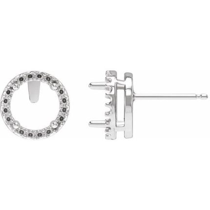 14K White 1/10 CTW Natural Diamond Semi-Set Halo-Style Stud Earrings