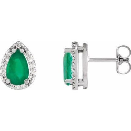 14K White 8x5 mm Pear 1/5 CTW Natural Diamond Semi-Set Halo-Style Earrings