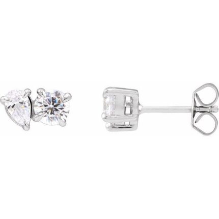 14K Yellow 1 1/6 CTW Lab-Grown Diamond Two-Stone Stud Earrings