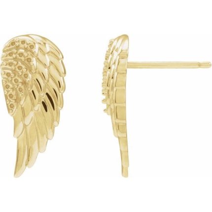 14K Yellow Accented Left Angel Wing Earring