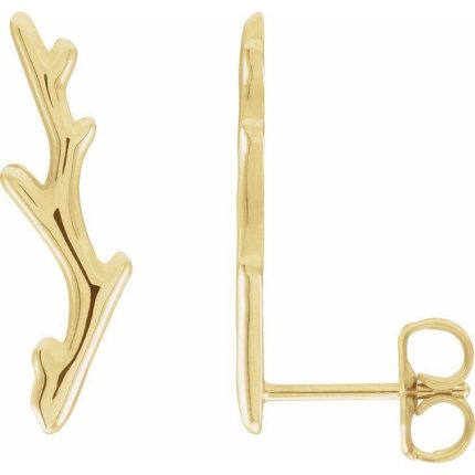 14K Yellow Branch Ear Climbers