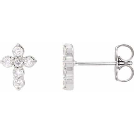 14K Yellow 1/6 CTW Natural Diamond Cross Earrings