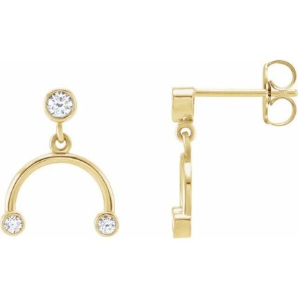 14K Yellow 1/5 Natural Diamond Mobile Earring