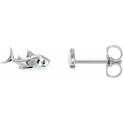 14K Yellow Shark Stud Earrings