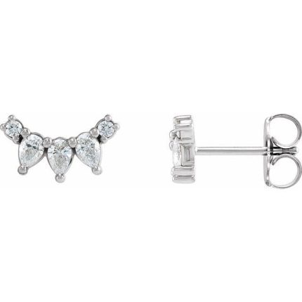 14K White 1/3 CTW Natural Diamond Curved Bar Earrings
