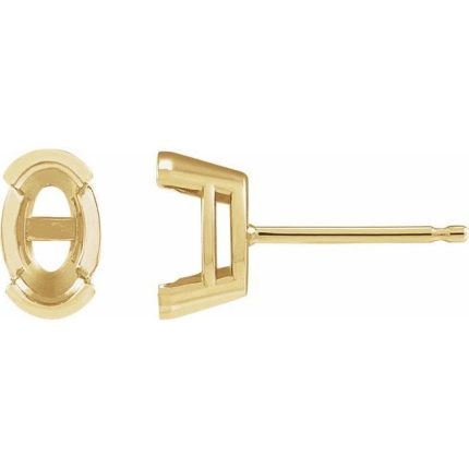 14K Yellow 5x3 mm Oval Half-Bezel Stud Earring Mounting