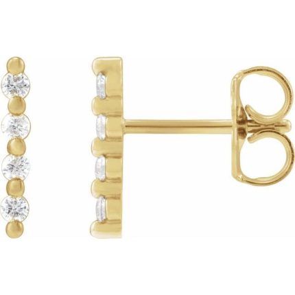 14K Yellow 1/10 CTW Natural Diamond Bar Earrings