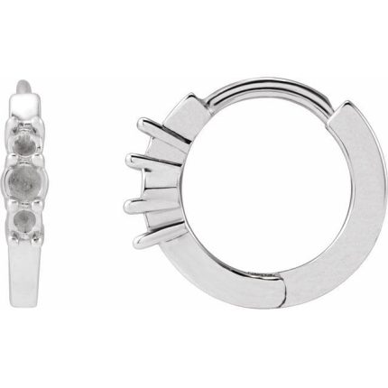 14K White Accented Hinged Hoop Earring Mounting