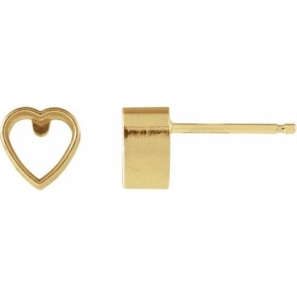 14K Yellow 4x4 mm Heart Bezel-Set Stud Earrings