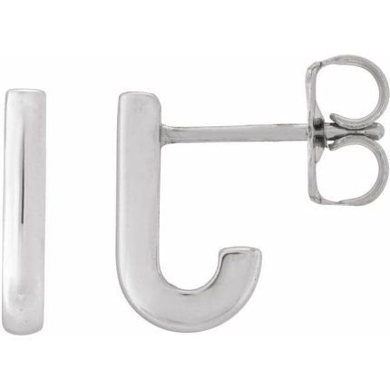 14K White J-Hoop Earrings