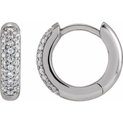 14K Yellow 1/4 CTW Lab-Grown Diamond 12 mm Hinged Hoop Earrings