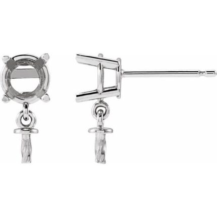 14K Yellow 6x4 mm Pear Dangle Earring Mounting for 7-8 mm Pearl