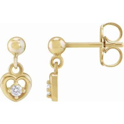 14K Yellow .06 CTW Natural Diamond Heart Earrings