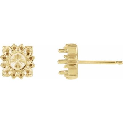 14K White Lab-Grown Emerald & 1/2 CTW Natural Diamond Halo-Style Earrings