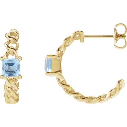 14K White Natural Sky Blue Topaz Earrings