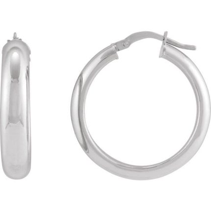 14K Yellow Half-Round Tube 17 mm Hoop Earrings