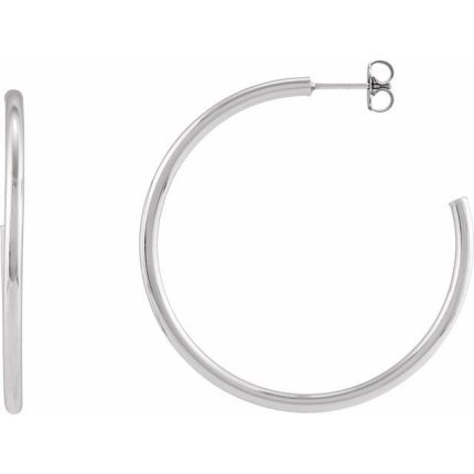 14K Yellow Tube 13 mm Hoop Earrings