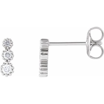 14K Yellow 1/8 CTW Natural Diamond Three-Stone Earrings