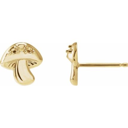 14K Yellow .05 CTW Natural Diamond Mushroom Earrings
