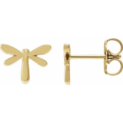 14K White Dragon Fly Earrings