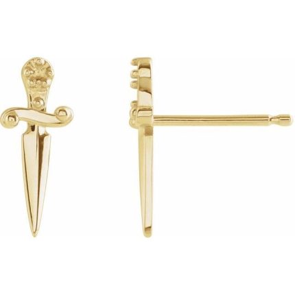14K Yellow .025 CTW Natural Diamond Dagger Earrings
