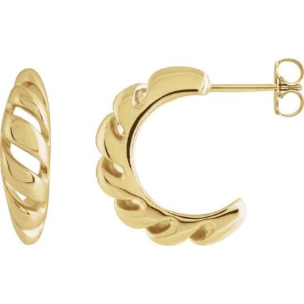 14K Yellow Left Rope 18.9 mm Hoop Earring