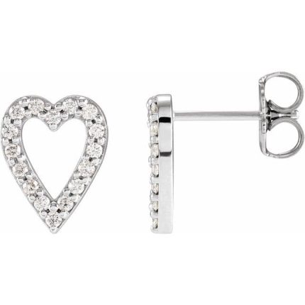 14K White 1/5 CTW Natural Diamond Heart Earrings