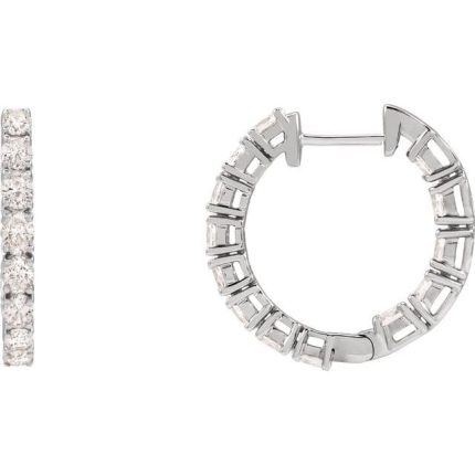 14K Yellow 2 5/8 CTW Natural Diamond Inside-Outside 20.6 mm Hoop Earrings