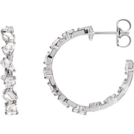 14K Yellow 2 CTW Lab-Grown Diamond 25.4 mm Hoop Earrings