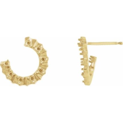 14K Yellow 1.3 mm Round Forward-Facing Accented 12.7 mm Earring Mounting