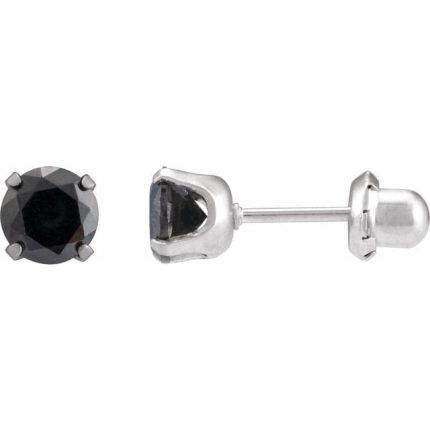 Stainless Steel 5 mm Imitation Black Cubic Zirconia  Inverness® Piercing Earrings